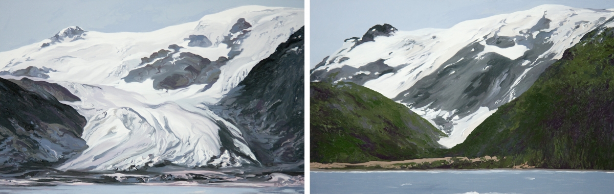 Diane Burko Locks Gallery Politics of Snow Toboggan Glacier #1 and #2